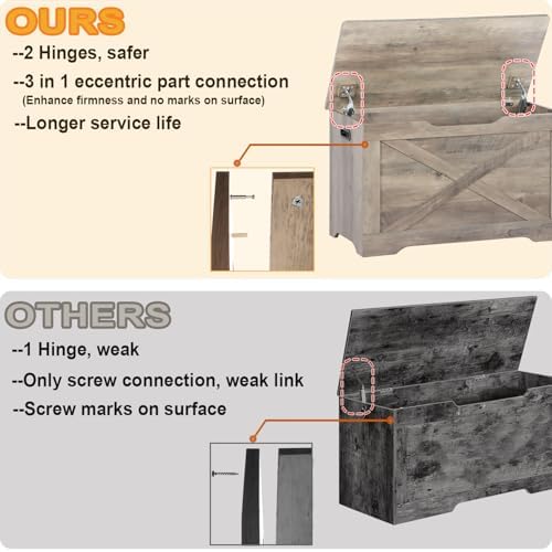 Timberer 31.5" Storage Chest, Wooden Storage Bench, Entryway Shoes Bench