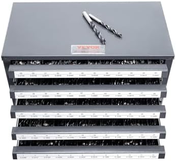 VEVOR Drill Bit Dispenser Cabinet, Five-Drawer Drill Bit Dispenser, 60-Compartment Drill Bit Organizer Cabinet, Drill Dispenser Organizer Cabinet Holder for Jobber Length Wire Gauge Sizes 1 to 60