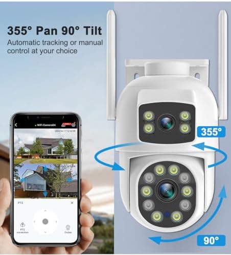 eversecu dual lens linkage 6mp wifi ptz security on a desk or shelf