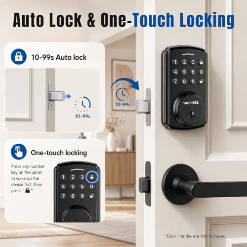 Electronic Keypad Deadbolt, Keyless Entry Door Lock,Keyless Deadbolt for Bedroom,Closet, Storage Room,Back Side Door,Residential Interior Doors, Apartments&Rental Houses,Easy Install,Black
