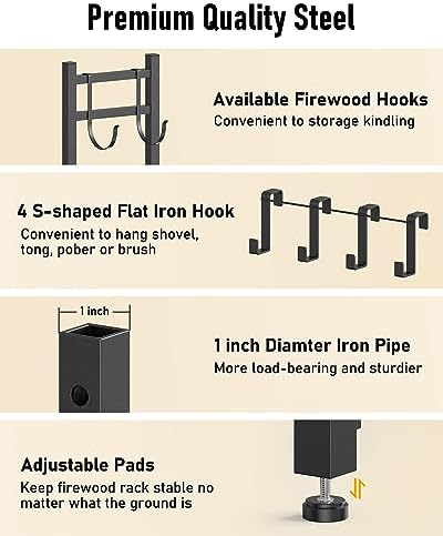 34inch Firewood Rack Indoor with Log Carrier,Outdoor Wood Rack for Firewood