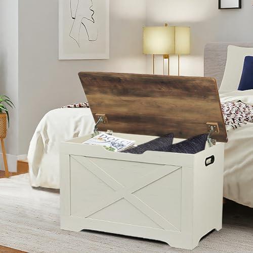 Timberer 31.5" Storage Chest, Wooden Storage Bench, Entryway Shoes Bench