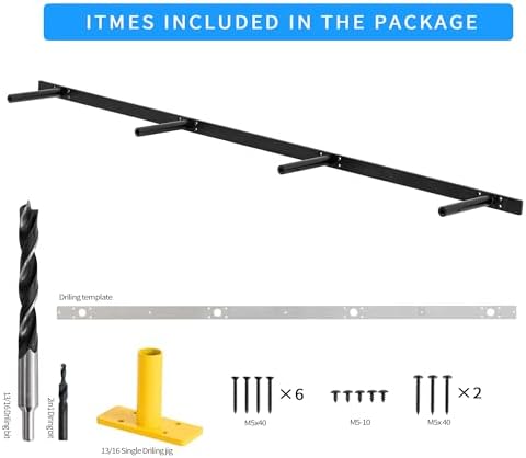 53'' Heavy-Duty Hidden Floating Shelf Bracket – 210 LBS Max Load (Mounted on Studs), Floating Mantel Bracket for Fireplace & Wall Shelves, Includes Easy Installation Kit（53 inch Brackets）