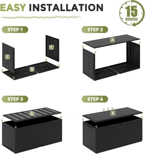 UDPATIO 120 Gallon Lockable Deck Box Outdoor Storage Box Waterproof Indoor Outdoor Storage Container for Patio Cushions Garden Tools Package Delivery Boxes for Outside