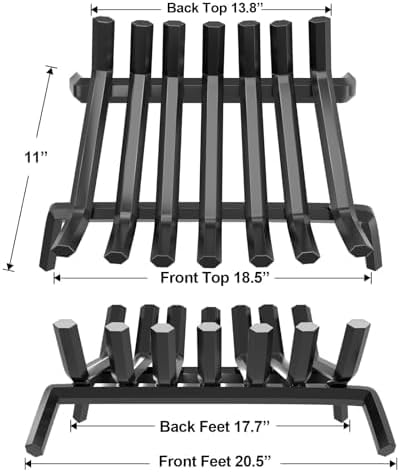 AMAGABELI GARDEN & HOME Fireplace Grate Log Holder 21 Inch Firewood Burning Rack Heavy Duty Wrought Iron Solid Steel for Chimney Hearth Fire Pit Outdoor Kindling Tools Wood Stove Accessories