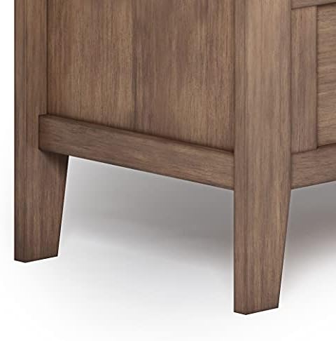 SIMPLIHOME Adams 48" Wide Solid Wood Storage Bench in Natural Brown