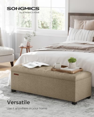 SONGMICS Storage Ottoman Bench, Foot Rest with Legs, Load up to 661.4 lb