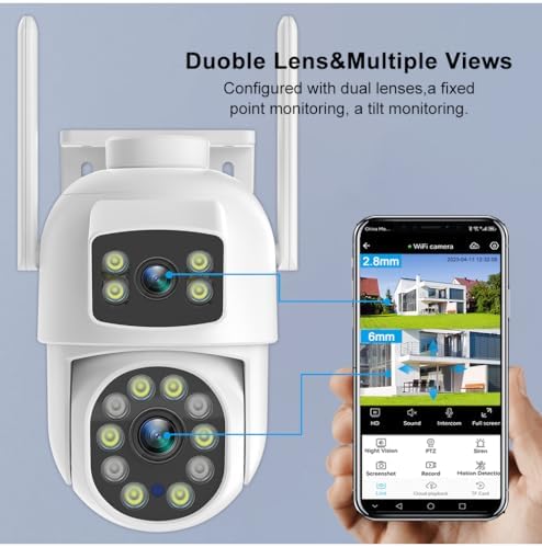 eversecu dual lens linkage 6mp wifi ptz security, side view