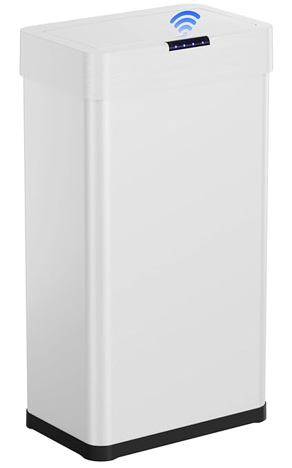 Arlopu Automatic Trash Can, Sensor Motion Stainless Steel Garbage Bin,