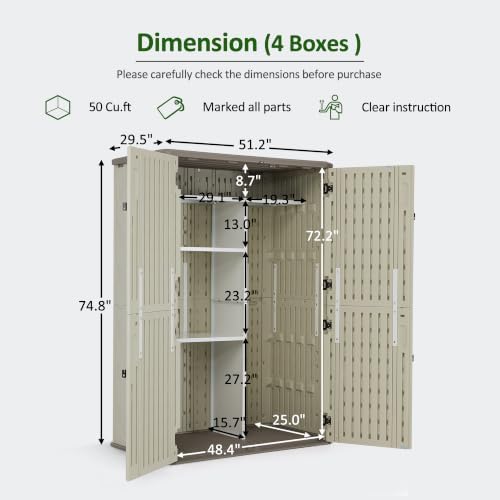 Macrout 50 Cu Ft Outdoor Storage Cabinet with Shelves, Waterproof ST5782