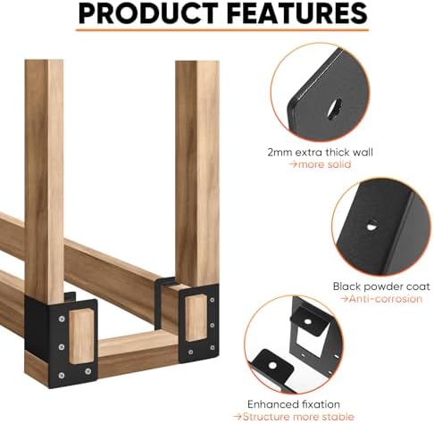 8 Pcs Firewood Log Storage Rack Bracket, Indoor Outdoor, Adjustable