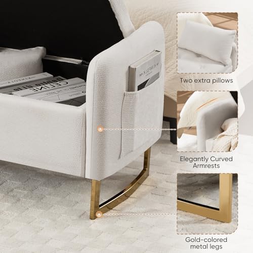 48" End of Bed Bench, Modern Storage Bench for Bedroom Cream