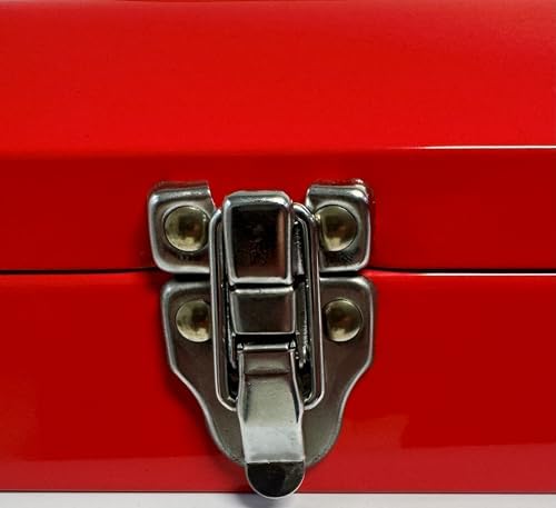 Homak Tool Box, 16" Portable Steel Small Tool Box with Metal Latch Closure & Plastic Handle, Multi-Purpose Heavy Duty Toolbox, Red
