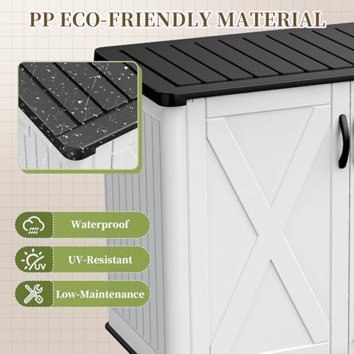 Patiowell 26 Cu.ft Resin Outdoor Storage Cabinet with Lockable Door, White