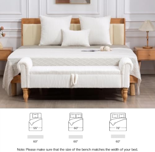 60" Storage Bench for Bedroom,End of Bed Bench with Storage