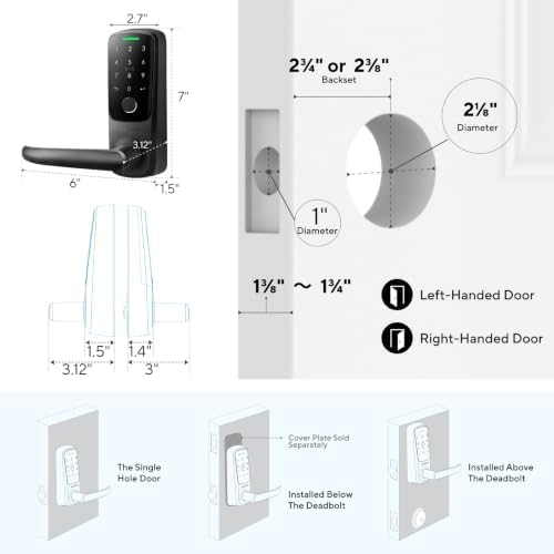 ULTRALOQ Latch 5 Pro WiFi Smart Lever Lock, Supports Apple Home Key, Matter