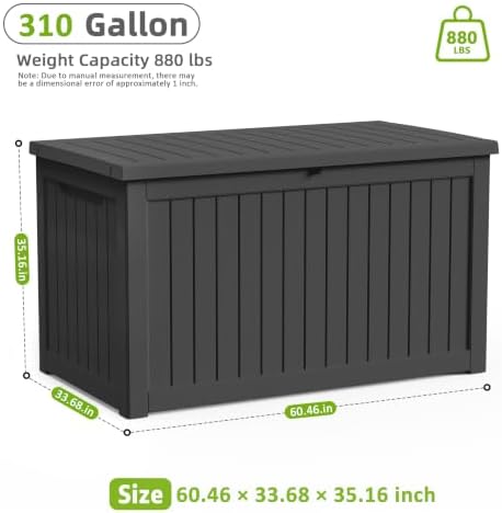 DRATO 310 Gallon Deck Boxes Outdoor Waterproof, Large Lockable Storage Box