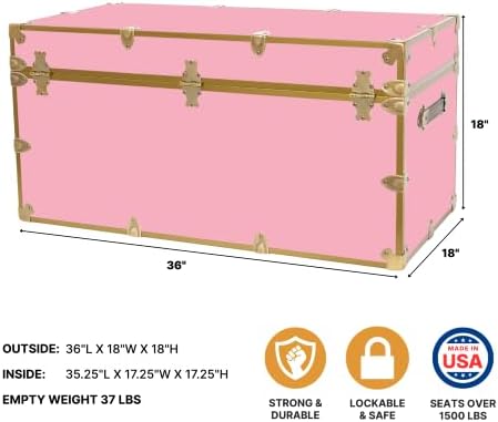 Rhino Classic XXL College Trunk, Storage Chest with Wheels, Antique Brass