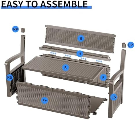 ROJIK 80 Gallon Storage Bench Deck Box Outdoor with Armrests, Resin Storage Furniture Waterproof Lockable for Porch Patio and Garden,Sturdy and Durable, Grey