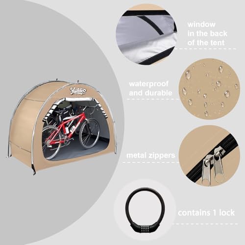 Bicycle Cover Fits 2-3 Bikes, Outdoor Bike Shed, Bike Tent (Beige)