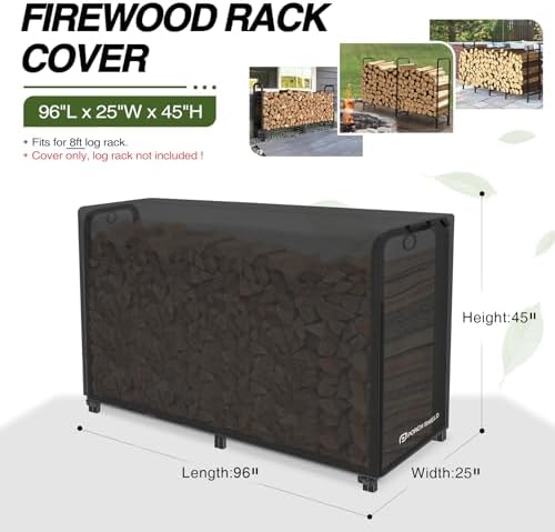 Porch Shield 8ft Waterproof Firewood Rack Cover (Cover Only)