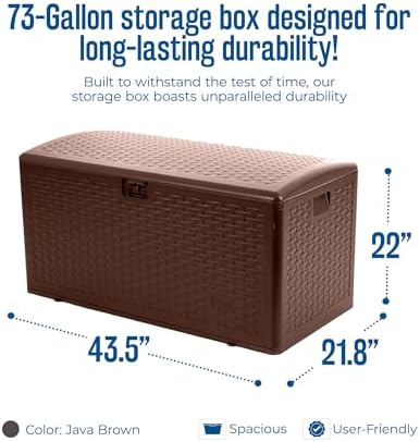 Plastic Development Group Outdoor Deck Box, Standard Close, Java, 73 Gal