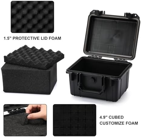 Mayouko Portable Tool Box with Shock- Proof Sponge, Water Proof Grade IP67, Waterproof Hard Case with Foam Insert, Handheld Gimbal Explosion-Proof Box, Waterproof Hard Case, 10.6 x 9.7 x 6.9 inch