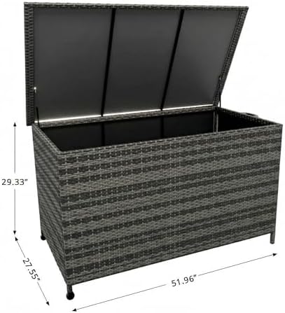 Wicker Deck Box, 185 Gallon All-Weather Outdoor Storage Box - Grey