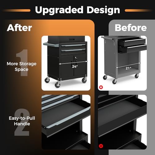 IRONMAX 3-in-1 Steel Rolling Tool Chest, 6 Drawers and Storage Compartment