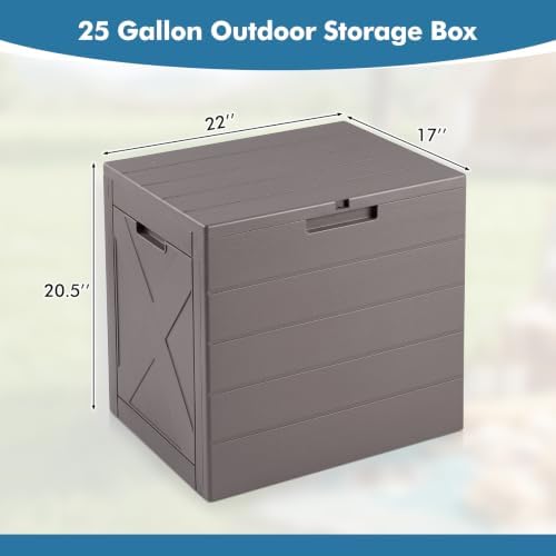 Tangkula 25 Gallon Outdoor Storage Box with Lockable Lid