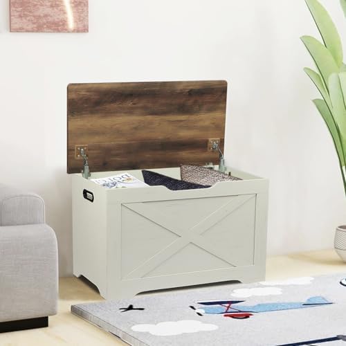 Timberer 31.5" Storage Chest, Wooden Storage Bench, Entryway Shoes Bench