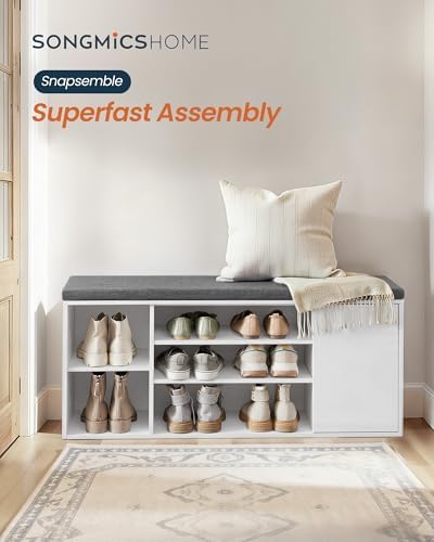 SONGMICS HOME Shoe Storage Bench, Snapsemble Superfast Assembly