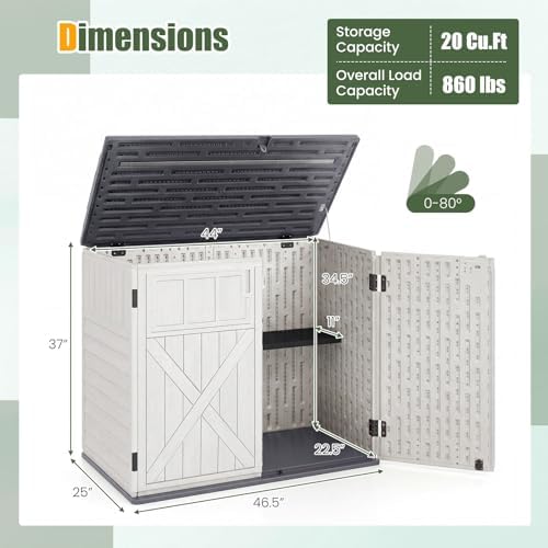 Tangkula 20 Cu.Ft Large Outdoor Storage Cabinet w/Adjustable Shelf