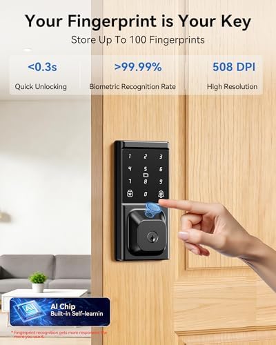 Fingerprint Smart Deadbolt Lock, Keyless Entry Door Lock