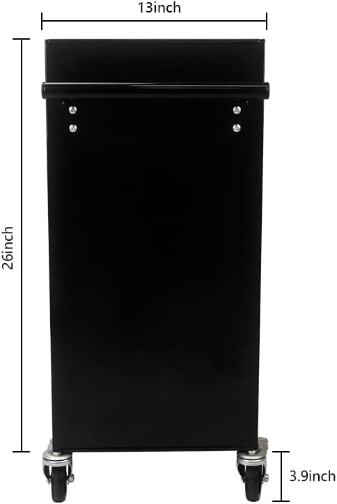lockable 4-drawer rolling tool chest, black, close-up detail