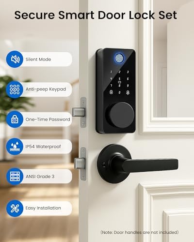 Keyless Entry Door Lock, Fingerprint Smart Deadbolt Lock
