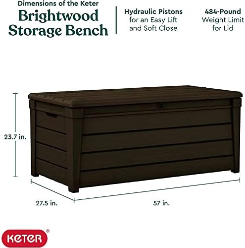 Keter Brightwood Outdoor Storage Deck Box, 120 Gallon, Brown, 2-Pack