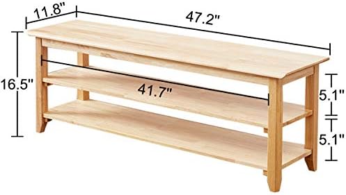 XKZG Shoe Rack Bench Wooden Storage Bench Entryway Bench, Natural, 47.2"