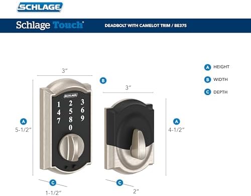 Schlage Touch Electronic Deadbolt Lock with Camelot Trim, Matte Black