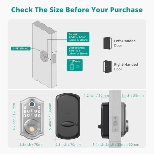 AkaGear DS10 Pro Keyless Entry Door Lock with Fingerprint, Satin Nickel