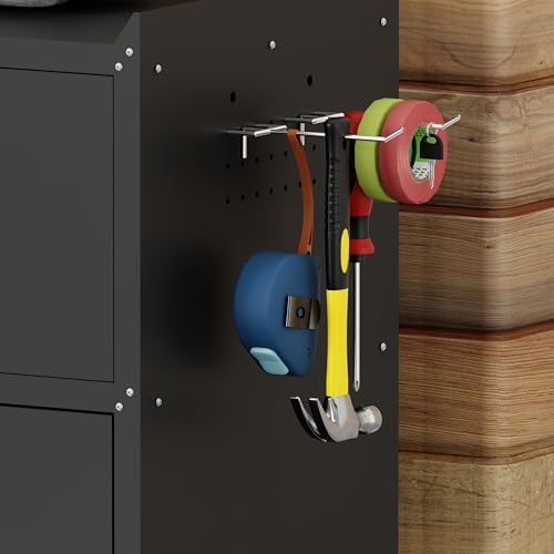 Washsemba Metal Garage Storage Cabinet with Wheels,Lockable Rolling Tool Chest on Wheels,with a Drawer, Utility Cabinet for Home, Office, Garage and Workshop(Black-2)