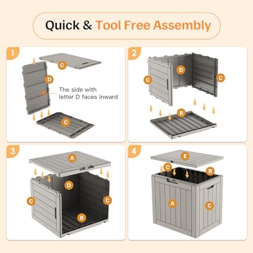Mars Villa Deck Box, Outdoor Storage Box Waterproof, 45 Gallon, Grey