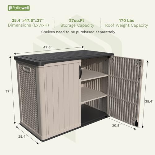Patiowell 26 cu.ft Resin Outdoor Storage Cabinet, Beige