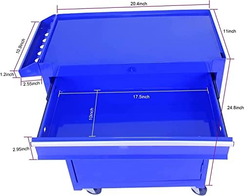 5 Drawer Rolling Tool Chest with Wheels, Tool Storage Cabinet & Tool Box Cart, Snap on Tool Chest with Drawers and Bottom Cabinet and Adjustable Shelf Organizer for Garage Warehouse Workshop - Blue
