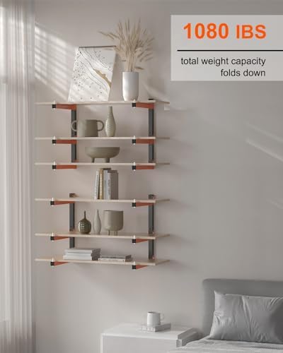 Lumber Storage Rack, Heavy Duty 6 Pack Wall-Mounted Lumber Rack, 1080 lb