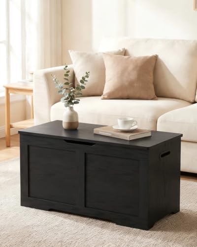 Timberer 31.5" Storage Chest with 2 Safety Hinges, Wooden Storage Trunk