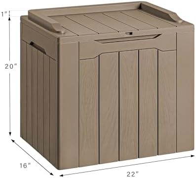 Devoko 30 Gallon Resin Deck Box Outdoor Indoor Waterproof Storage Box for Patio Furniture Pool Accessories Storage for Cushion Garden Tools (30 Gallon, Light Brown)