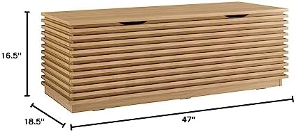 Modway Render 47" Wood Grain Storage Bench in Oak