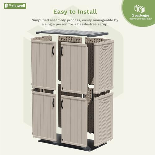 Patiowell 50 cu.ft Plastic Vertical Outdoor Storage Shed, Beige