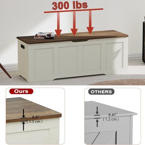 Timberer 47.2" Storage Chest Extra Large Storage Bench with 2 Safety Hinges